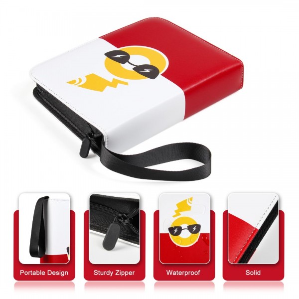 Card Binder 4 Pocket Compatible With Pokemon Cards, GEAoffice 3-Ring Card Album Folder Binder with 50 Removable Sleeves for MTG,TCG,Sports Cards -Toys Gifts for Boys Girls, Red