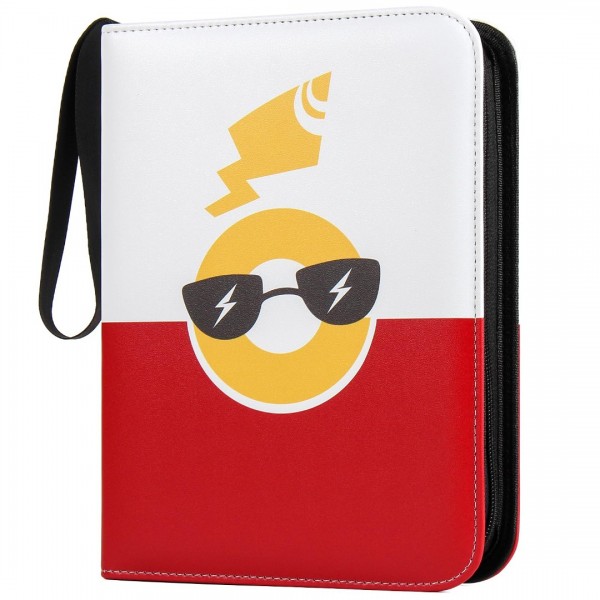 Card Binder 4 Pocket Compatible With Pokemon Cards, GEAoffice 3-Ring Card Album Folder Binder with 50 Removable Sleeves for MTG,TCG,Sports Cards -Toys Gifts for Boys Girls, Red
