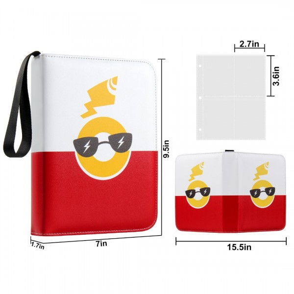 Card Binder 4 Pocket Compatible With Pokemon Cards, GEAoffice 3-Ring Card Album Folder Binder with 50 Removable Sleeves for MTG,TCG,Sports Cards -Toys Gifts for Boys Girls, Red