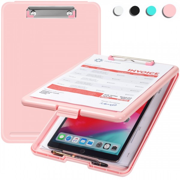 Clipboard with Storage Pink, Plastic Storage Clipb...