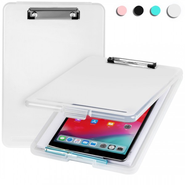 Clipboard with Storage White, Plastic Storage Clip...