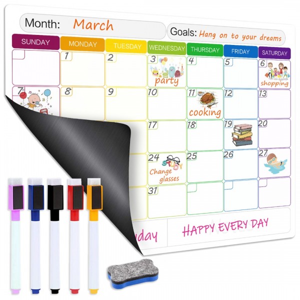 GEAoffice Dry Erase Magnetic Calendar for Refriger...