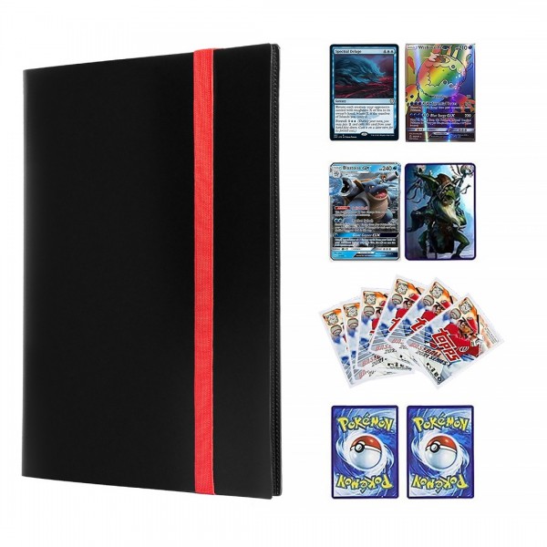 GEAoffice Card Binder, 9 Pockets Trading Card Album Folder , 360 Side Loading Pocket Binder for Yugioh, MTG and Other TCG, Black