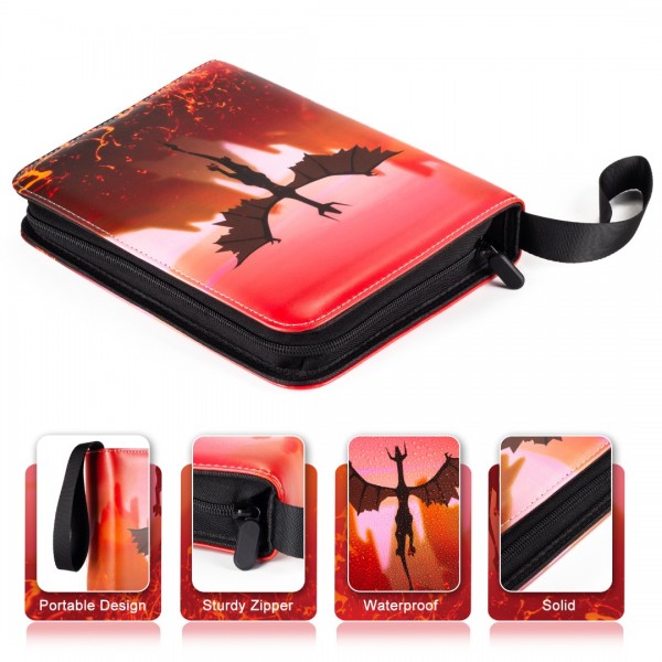 4-Pocket Binder for Pokemon Cards with 50 Removable Sheets Holds 400 Cards, Card Book Collector Album Folder for Yugioh, MTG, TCG, Trading Card Holder with Zipper-Toys Gifts for Boys Girls, Rose Pink