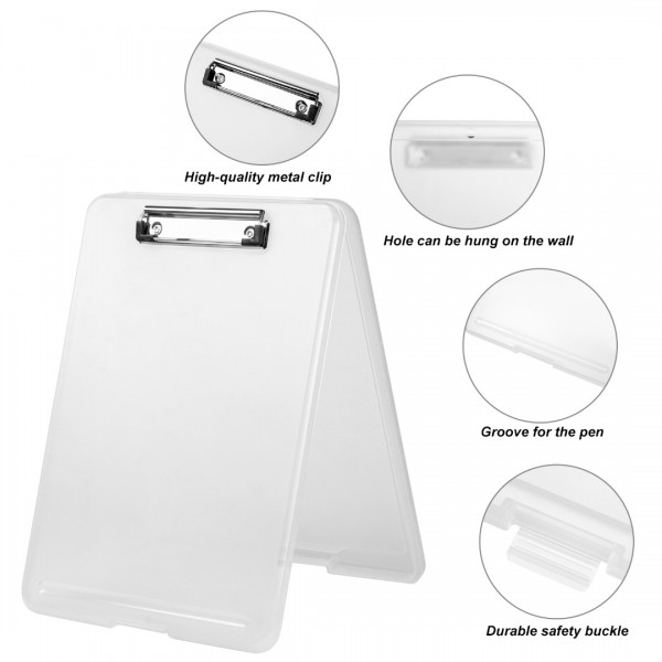Clipboard with Storage White, Plastic Storage Clipboards with Low Profile Clip, Heavy Duty Nursing Clipboard Holds 150 Letter Size Sheets, Coach Clipboard for Work Smooth Writing