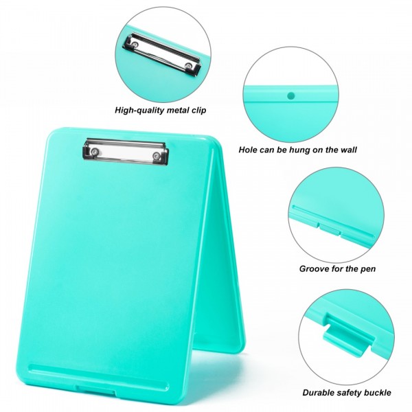 Clipboard with Storage Teal, Plastic Storage Clipboards with Low Profile Clip, Heavy Duty Nursing Clipboard Holds 150 Letter Size Sheets, Coach Clipboard for Work Smooth Writing