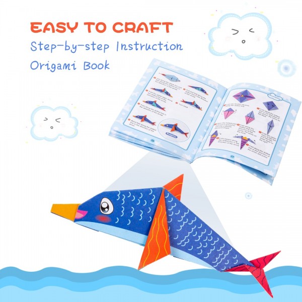 GEAoffice Origami Paper for Kids, Kids Origami Kit Double Sided 152 Sheets Color Origami Paper Kit with 72 Projects