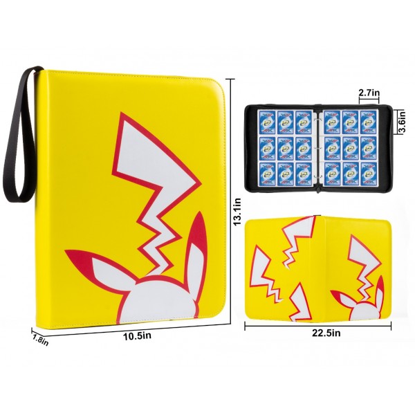 9-Pocket Binder for Pokemon Cards with 50 Removable Sheets Holds 900 Cards, Card Book Collector Album Folder for Yugioh, MTG, TCG, Trading Card Holder with Zipper-Toys Gifts for Boys Girls, Yellow+red