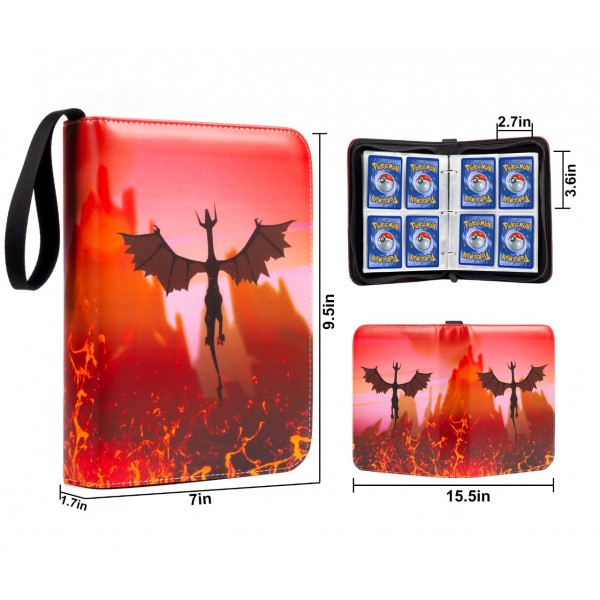 4-Pocket Binder for Pokemon Cards with 50 Removable Sheets Holds 400 Cards, Card Book Collector Album Folder for Yugioh, MTG, TCG, Trading Card Holder with Zipper-Toys Gifts for Boys Girls, Rose Pink