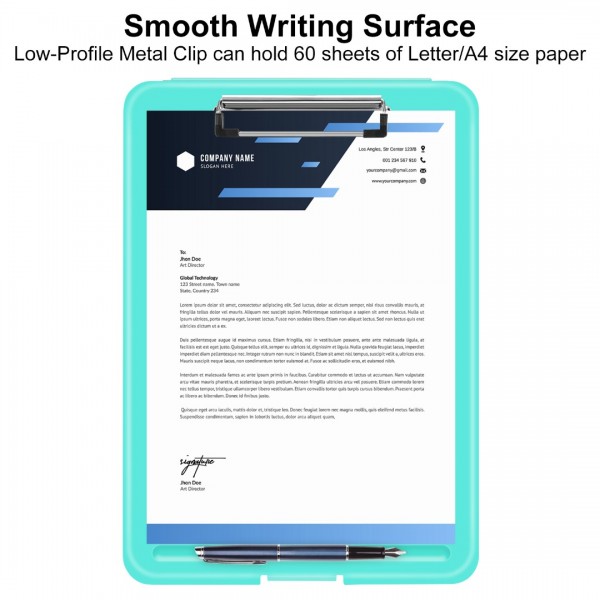 Clipboard with Storage Teal, Plastic Storage Clipboards with Low Profile Clip, Heavy Duty Nursing Clipboard Holds 150 Letter Size Sheets, Coach Clipboard for Work Smooth Writing