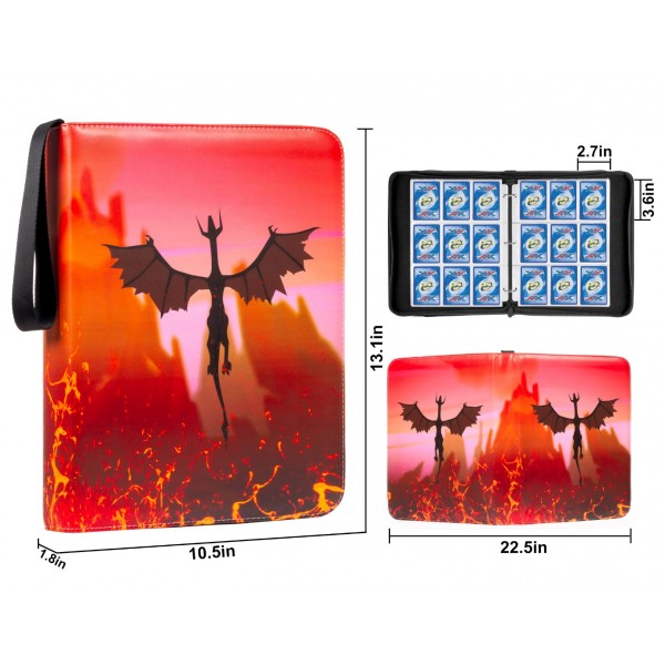 9-Pocket Binder for Pokemon Cards with 50 Removable Sheets Holds 900 Cards, Card Book Collector Album Folder for Yugioh, MTG, TCG, Trading Card Holder with Zipper-Toys Gifts for Boys Girls, Rose Pink