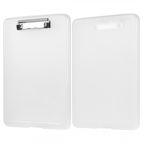 Clipboard with Storage White, Plastic Storage Clipboards with Low Profile Clip, Heavy Duty Nursing Clipboard Holds 150 Letter Size Sheets, Coach Clipboard for Work Smooth Writing