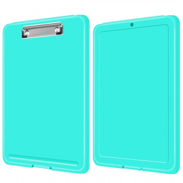 Clipboard with Storage Teal, Plastic Storage Clipboards with Low Profile Clip, Heavy Duty Nursing Clipboard Holds 150 Letter Size Sheets, Coach Clipboard for Work Smooth Writing