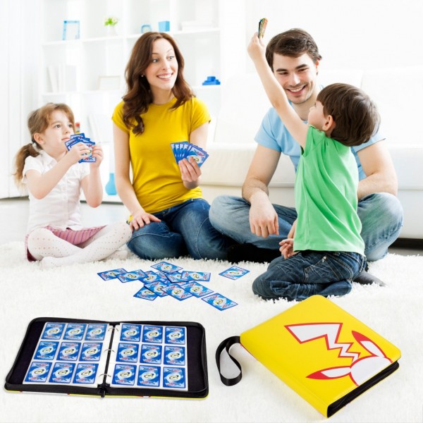 9-Pocket Binder for Pokemon Cards with 50 Removable Sheets Holds 900 Cards, Card Book Collector Album Folder for Yugioh, MTG, TCG, Trading Card Holder with Zipper-Toys Gifts for Boys Girls, Yellow+red