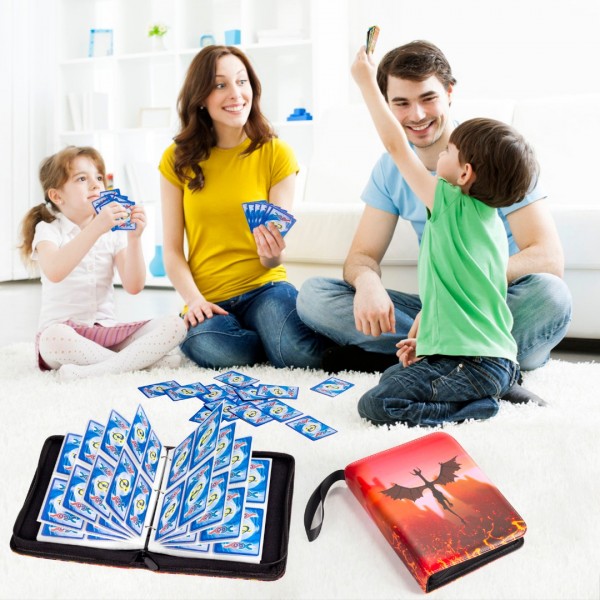 4-Pocket Binder for Pokemon Cards with 50 Removable Sheets Holds 400 Cards, Card Book Collector Album Folder for Yugioh, MTG, TCG, Trading Card Holder with Zipper-Toys Gifts for Boys Girls, Rose Pink