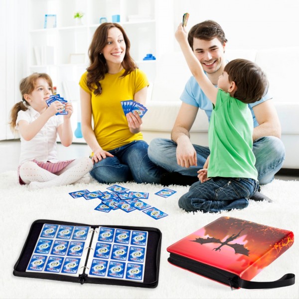 9-Pocket Binder for Pokemon Cards with 50 Removable Sheets Holds 900 Cards, Card Book Collector Album Folder for Yugioh, MTG, TCG, Trading Card Holder with Zipper-Toys Gifts for Boys Girls, Rose Pink