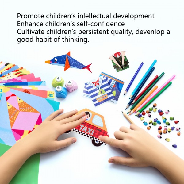 GEAoffice Origami Paper for Kids, Kids Origami Kit Double Sided 152 Sheets Color Origami Paper Kit with 72 Projects