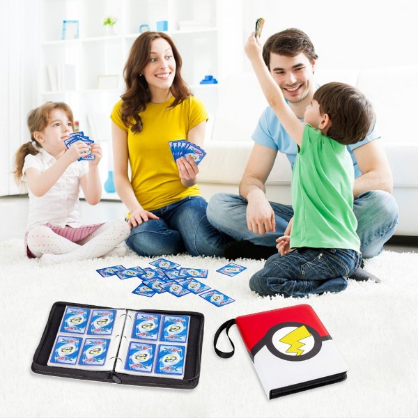 4-Pocket Binder for Pokemon Cards with 50 Removable Sheets Holds Up To 400 Cards, Baseball Card Collector Album Folder for Yugioh, MTG, TCG, Trading Card Binder with Zipper-Toys Gifts for Boys Girls, Red 