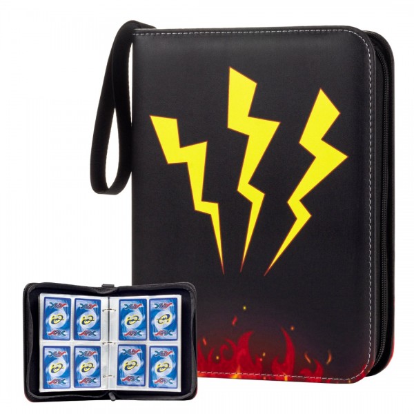 4-Pocket Binder for Pokemon Cards with 50 Removable Sheets Holds Up To 400 Cards, Baseball Card Collector Album Folder for Yugioh, MTG, TCG, Trading Card Binder with Zipper-Toys Gifts for Boys Girls, Black