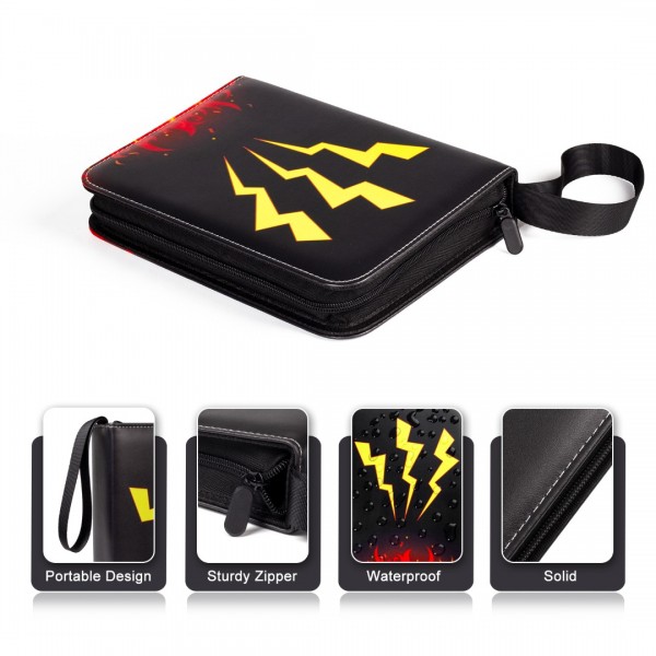 4-Pocket Binder for Pokemon Cards with 50 Removable Sheets Holds Up To 400 Cards, Baseball Card Collector Album Folder for Yugioh, MTG, TCG, Trading Card Binder with Zipper-Toys Gifts for Boys Girls, Black