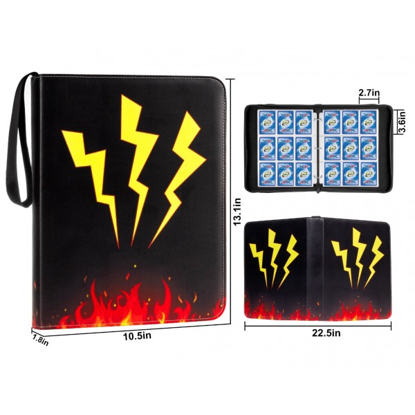 9-Pocket Binder for Pokemon Cards with 50 Removable Sheets Holds Up To 900 Cards, Baseball Card Collector Album Folder for Yugioh, MTG, TCG, Trading Card Binder with Zipper-Toys Gifts for Boys Girls