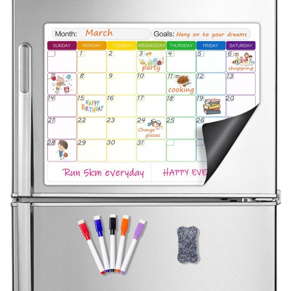 Magnetic Dry Erase Calendar, GEAoffice 17" x ...