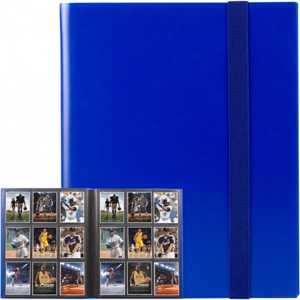 GEAoffice Card Binder, 9 Pockets Trading Card Album Folder, 360 Side Loading Pocket Binder for Yugioh, MTG and Other TCG, Blue