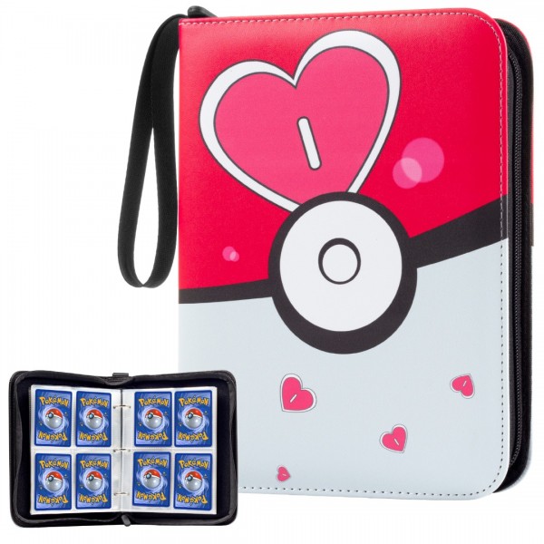 4-Pocket Card Binder for Trading Cards Binder 400 Pockets, Trading Card Games Collection Binder, Card Book Collector Album Folder Holder with Sleeves- Gifts for Boys Girls Toys, Pink (4 Pocket Pink+white) 