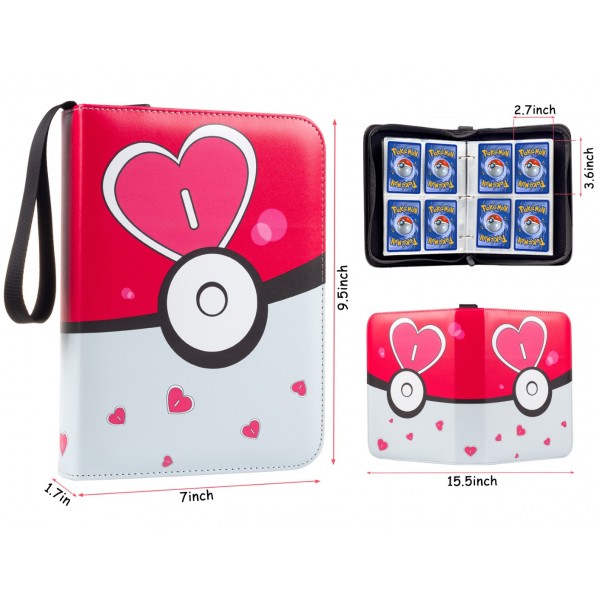 4-Pocket Card Binder for Trading Cards Binder 400 Pockets, Trading Card Games Collection Binder, Card Book Collector Album Folder Holder with Sleeves- Gifts for Boys Girls Toys, Pink (4 Pocket Pink+white) 