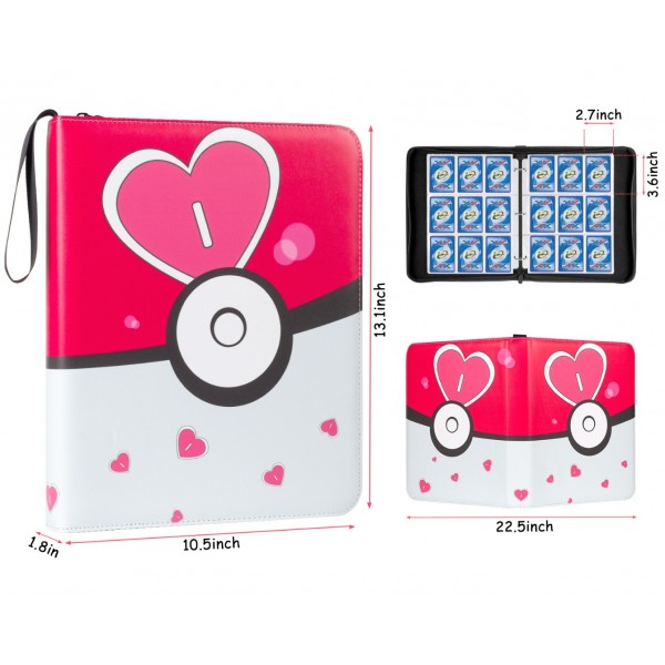 9-Pocket Card Binder for Trading Cards Binder 900 Pockets, Trading Card Games Collection Binder, Card Book Collector Album Folder Holder with Sleeves- Gifts for Boys Girls Toys, Pink 