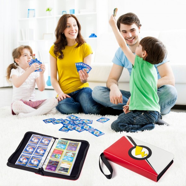 6-Pocket Binder for Pokemon Cards with 50 Removable Sheets Holds 600 Cards, Card Book Collector Album Folder for Yugioh, MTG, TCG, Trading Card Holder with Zipper-Toys Gifts for Boys Girls 