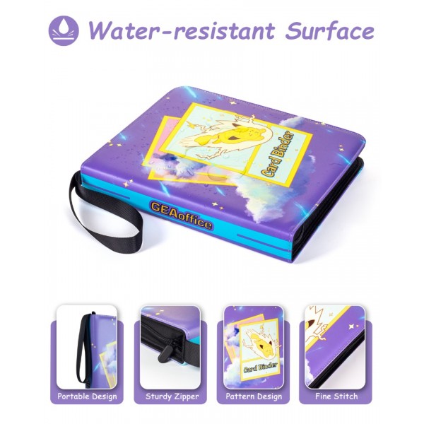 9-Pocket Card Binder for Trading Cards with 50 Removable Sleeves Holds 900 Cards, Card Book Collector Album Folder for Yugioh, MTG, TCG, Trading Card Holder with Zipper- Boy Girl Toy Gift, Purple