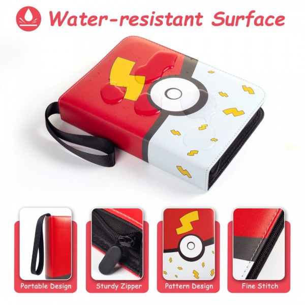 4-Pocket Card Binder for Trading Cards Binder 400 Pockets, Trading Card Games Collection Binder, Card Book Collector Album Folder Holder with Sleeves- Gifts for Boys Girls Toys, red