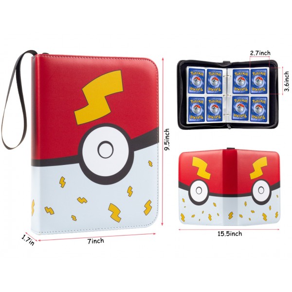 4-Pocket Card Binder for Trading Cards Binder 400 Pockets, Trading Card Games Collection Binder, Card Book Collector Album Folder Holder with Sleeves- Gifts for Boys Girls Toys, red