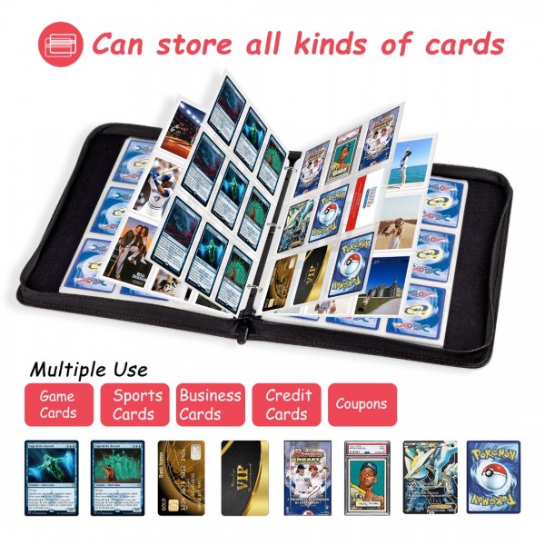 9-Pocket Card Binder for Cards 900 Pockets, Trading Card Games Collection Binder, Card Book Collector Album Folder Holder with Sleeves- Gifts for Boys Girls Toys, Red