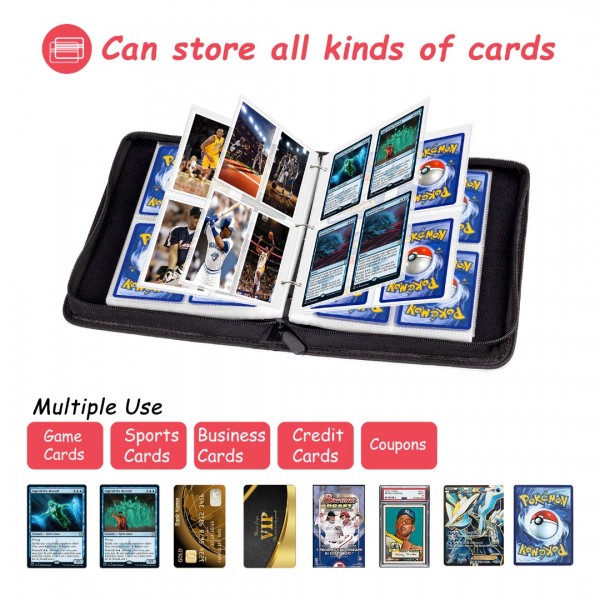 4-Pocket Card Binder for Trading Cards Binder 400 Pockets, Trading Card Games Collection Binder, Card Book Collector Album Folder Holder with Sleeves- Gifts for Boys Girls Toys, red