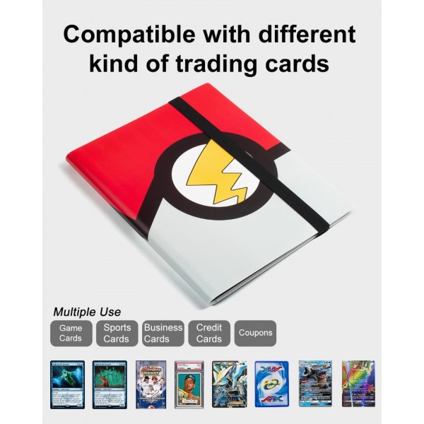 GEAoffice Trading Card Binder, 9-Pocket Cards Collection Binders Album Folder with 360 Side Loading Pockets for Yugioh, MTG, TCG, Boys Girls Gift, Red