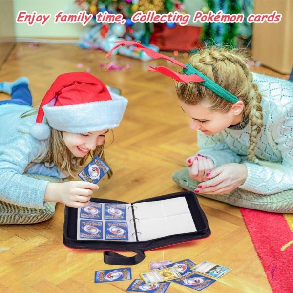 4-Pocket Card Binder for Trading Cards Binder 400 Pockets, Trading Card Games Collection Binder, Card Book Collector Album Folder Holder with Sleeves- Gifts for Boys Girls Toys, red