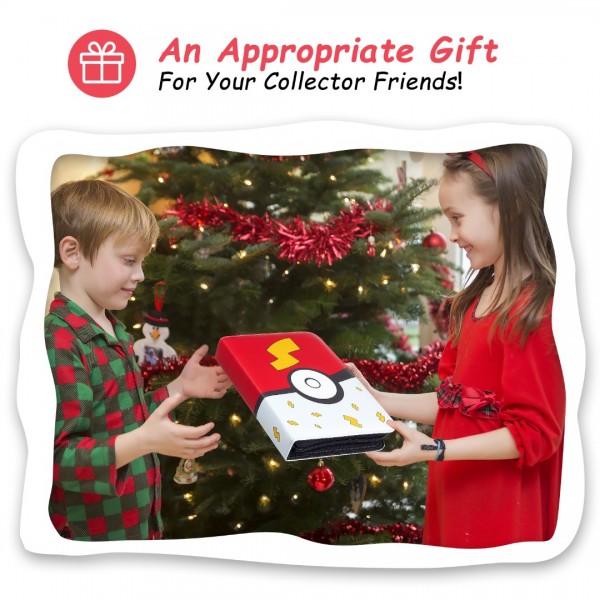 4-Pocket Card Binder for Trading Cards Binder 400 Pockets, Trading Card Games Collection Binder, Card Book Collector Album Folder Holder with Sleeves- Gifts for Boys Girls Toys, red