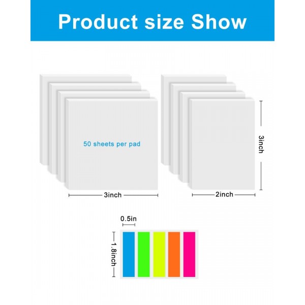 GEAoffice 450 Sheets Transparent Sticky Notes Set - 3x3 inch Clear Sticky Notes Tabs Colorful Self-Adhesive for Book Annotation, See Through Sticky Notes for Tracing, School & Office (9 Pack)…