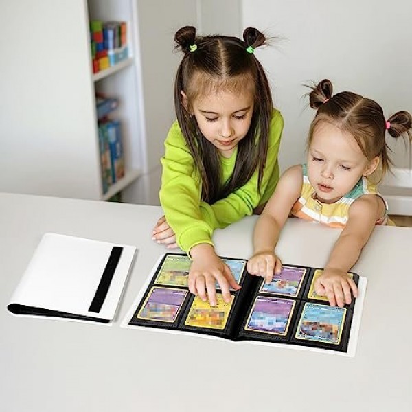 GEAoffice Small Card Binder - 4 Pocket Trading Card Collection Album Folder - 160 Side Loading Pocket Binder for TCG, MTG, Yugioh - Gifts for Card Collectors (White)…