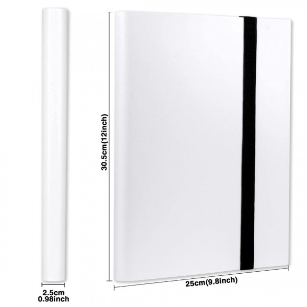 GEAoffice Card Binder, 9 Pockets Trading Card Album Folder, 360 Side Loading Pocket Binder for Yugioh, MTG and Other TCG, White…