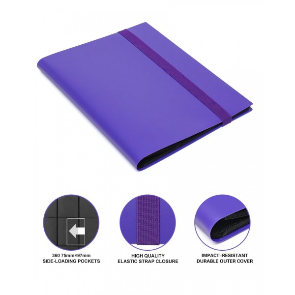 Card Binder 9 Pocket, GEAoffice 360 Pockets Trading Card Album Folder for Standard Cards, Side Loading Card Collection Folder for MTG, TCG, Sport Cards, (Purple)…