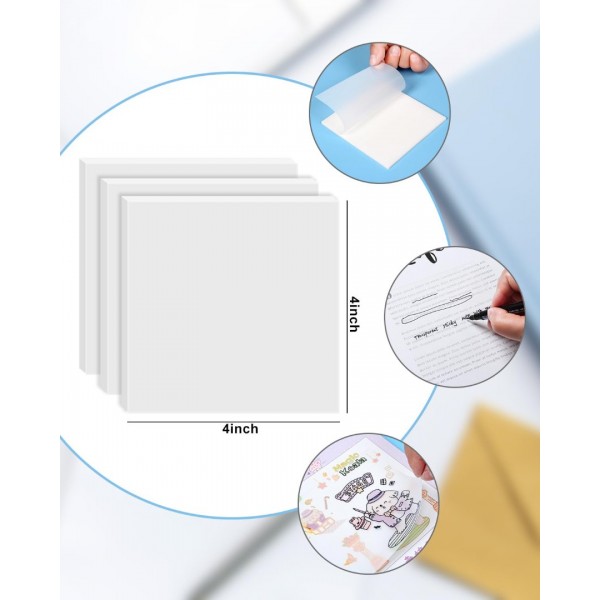 GEAoffice Large Transparent Sticky Notes 300 Sheets, 4 x 6 Clear Sticky Notes with 5 Color Tabs 1 Marker, Translucent See Through Sticky Notes Self-Stick for School, Office (6 Packs)…