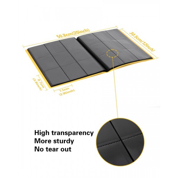 GEAoffice Card Binder, 9 Pockets Trading Card Album Folder, 360 Side Loading Pocket Binder for Yugioh, MTG and Other TCG, Yellow…