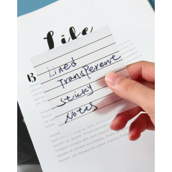 GEAoffice 400 Sheets Lined Transparent Sticky Notes 3x3 Inch, GEAoffice 7 Pads Clear Sticky Notes with Lines, See Through Translucent Sticky Notes Tabs for Aesthetic School Office Supplies……