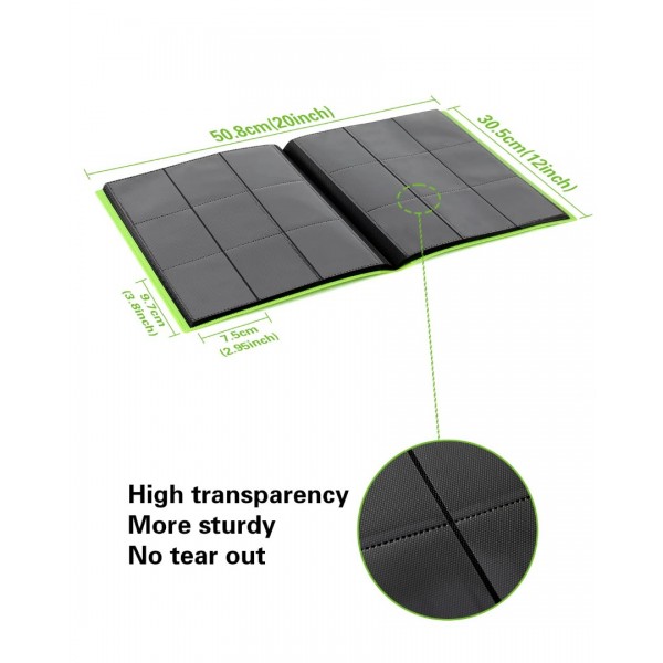 GEAoffice Card Binder, 9 Pockets Trading Card Album Folder, 360 Side Loading Pocket Binder for Yugioh, MTG and Other TCG, Light Green…