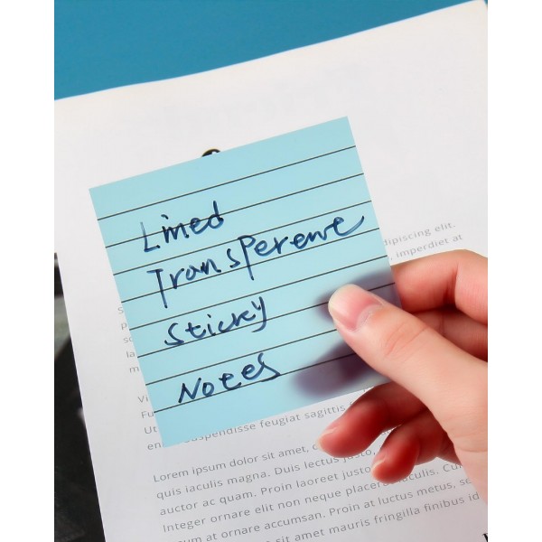 GEAoffice 400 Sheets Lined Transparent Sticky Notes Bright Color, GEAoffice 7 Pads Colored Clear Sticky Notes 3x3 Inch with Lines, Translucent Multi Color Tabs for School Office Supplies……