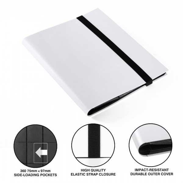 GEAoffice Card Binder, 9 Pockets Trading Card Album Folder, 360 Side Loading Pocket Binder for Yugioh, MTG and Other TCG, White…