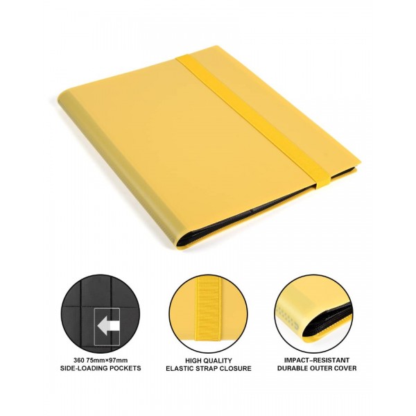 GEAoffice Card Binder, 9 Pockets Trading Card Album Folder, 360 Side Loading Pocket Binder for Yugioh, MTG and Other TCG, Yellow…